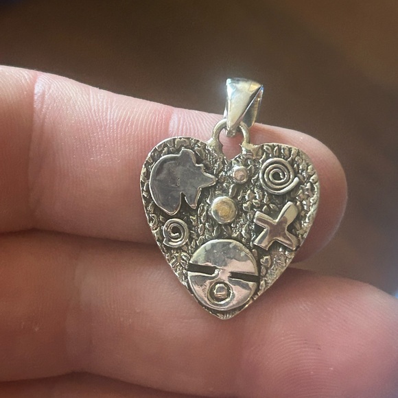 STERLING SILVER NATIVE AMERICAN SW PICTO STORY TELLER SUNGOD BEAR PENDANT .925 - Picture 7 of 10